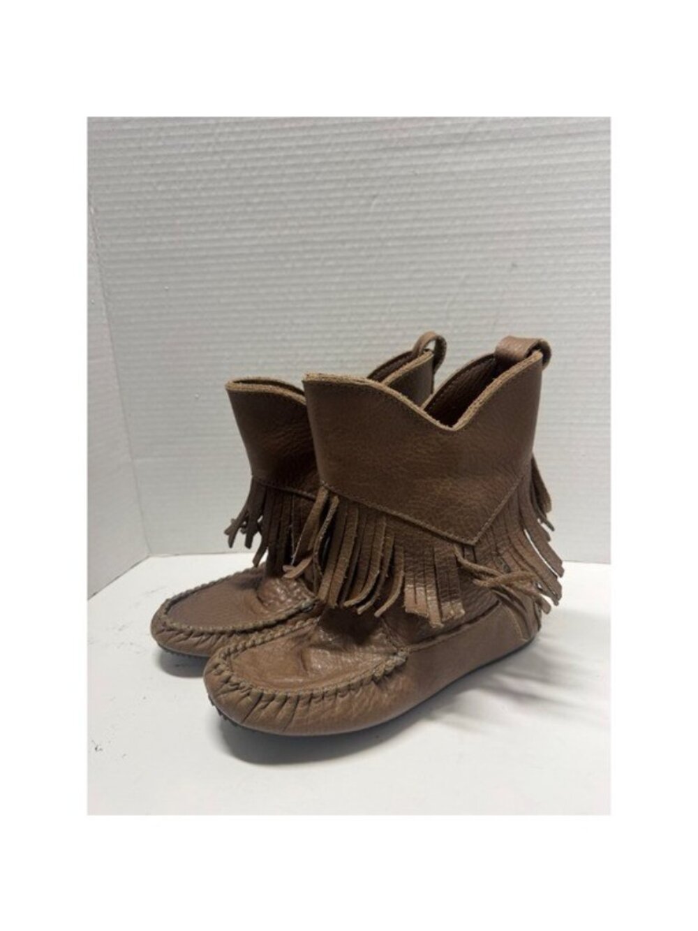 Manitobah Mukluks Brown Leather Fringe Harvester Ankle Boots Vibram Sole Size L6